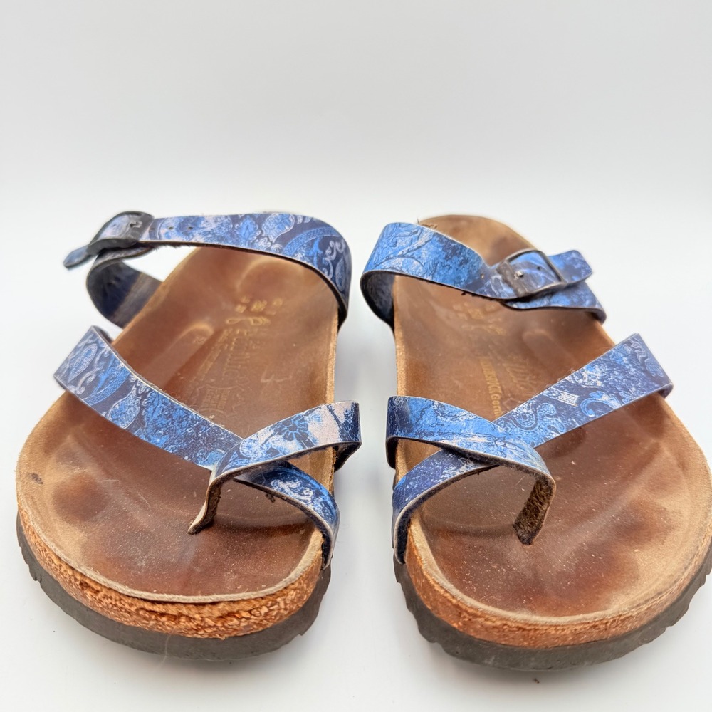 Papillio by Birkenstock Mayari Sandals Blue Paisley Floral Toe Loop 40 L9 M7